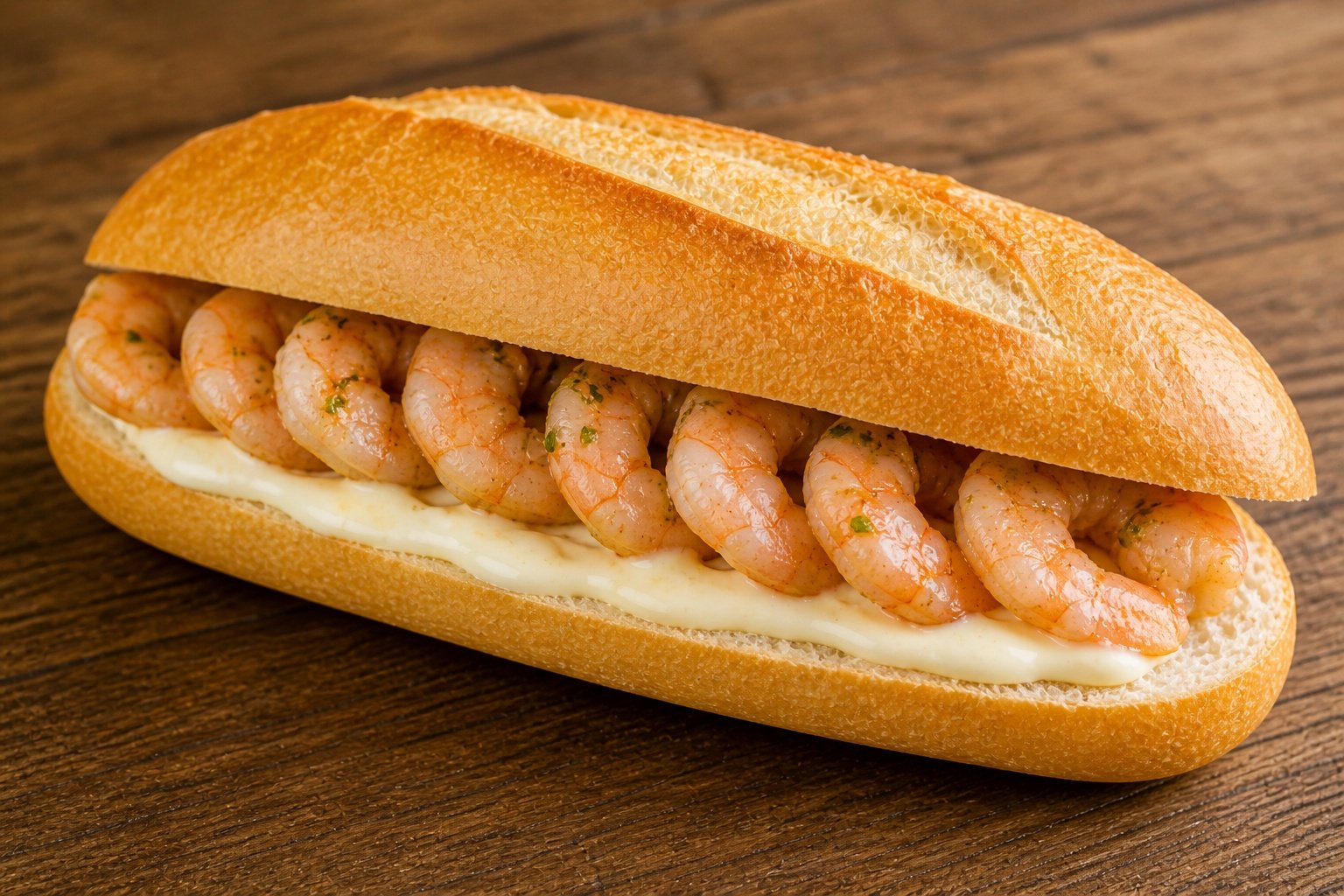 Bocadillo de gambas con ali-oli